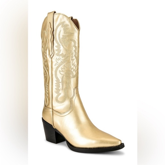 NWOB Jeffery Campbell Gold Dagget Cowboy boots - Picture 4 of 8